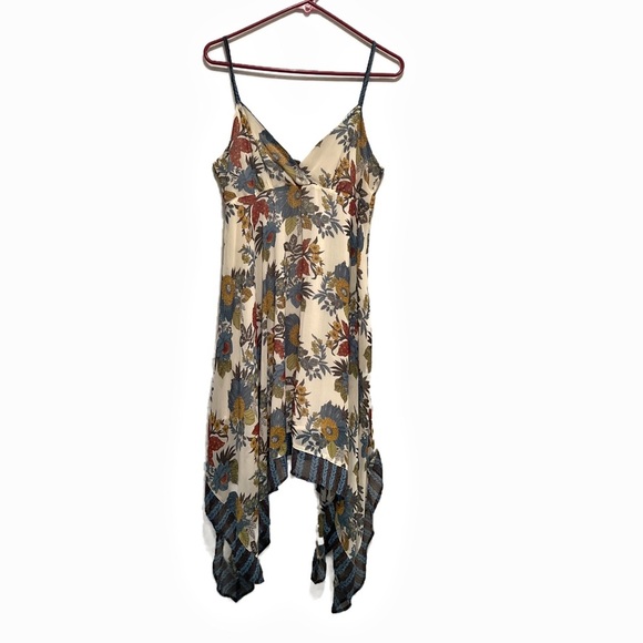 American Rag Cream Blue Asymmetrical Spaghetti Strap Sundress - Picture 1 of 6